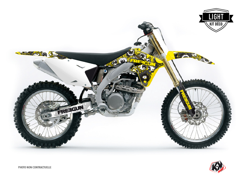 Suzuki 250 RMZ Dirt Bike Freegun Eyed Graphic Kit Yellow LIGHT