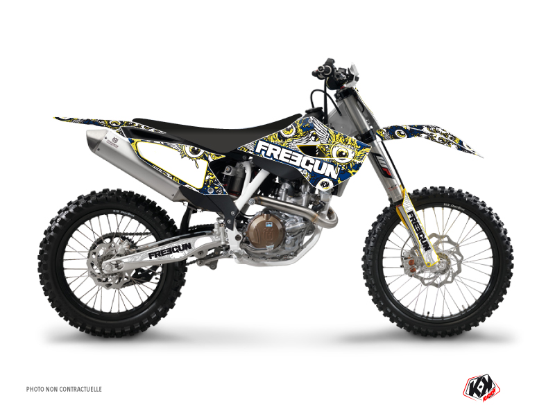 Kit Déco Moto Cross Freegun Eyed Husqvarna FC 350 Bleu Jaune