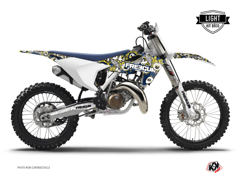 Kit Déco Moto Cross Freegun Eyed Husqvarna FC 450 Bleu Jaune LIGHT