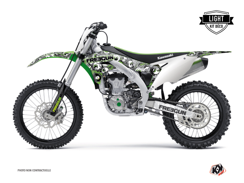 Kit Déco Moto Cross Freegun Eyed Kawasaki 450 KXF Vert LIGHT