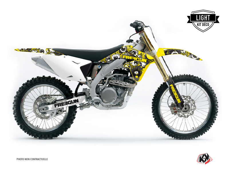 Suzuki 450 RMZ Dirt Bike Freegun Eyed Graphic Kit Yellow LIGHT