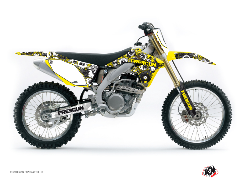 Suzuki 450 RMZ Dirt Bike Freegun Eyed Graphic Kit Yellow