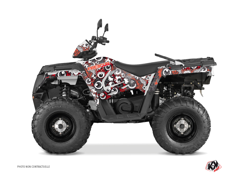 Polaris 450 Sportsman Forest ATV Freegun Eyed Graphic Kit Red Grey