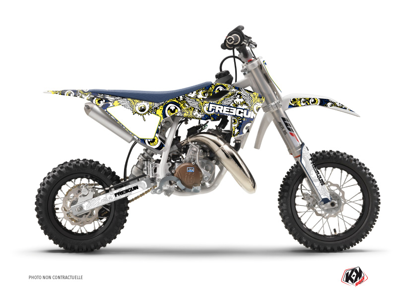 Kit Déco Moto Cross Freegun Eyed Husqvarna TC 50 Bleu Jaune