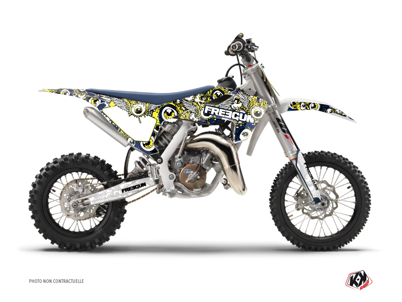 Kit Déco Moto Cross Freegun Eyed Husqvarna TC 65 Bleu Jaune