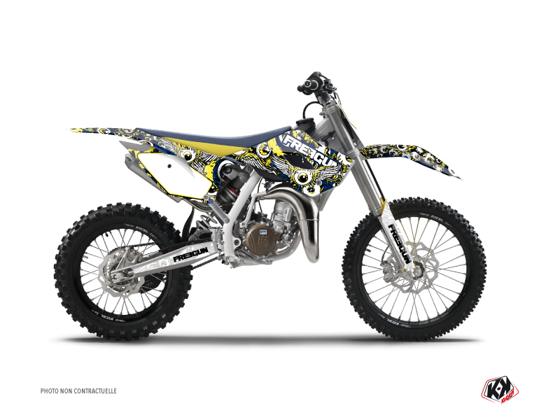 Kit Déco Moto Cross Freegun Eyed Husqvarna TC 85 Bleu Jaune