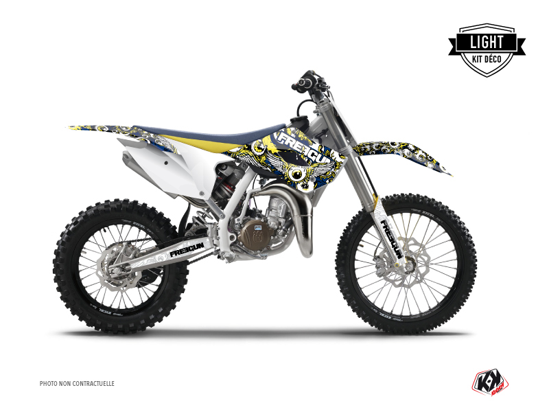 Kit Déco Moto Cross Freegun Eyed Husqvarna TC 85 Bleu Jaune LIGHT