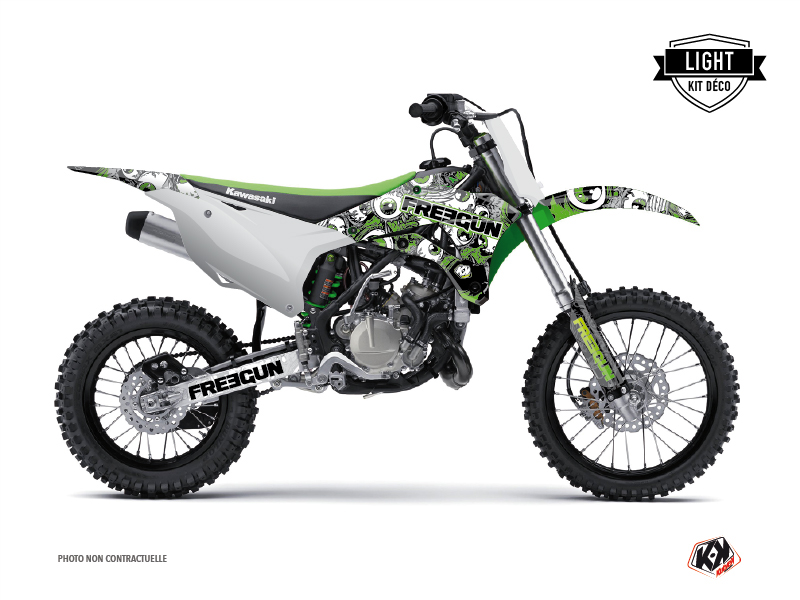 Kawasaki 85 KX Dirt Bike Freegun Eyed Graphic Kit Green LIGHT