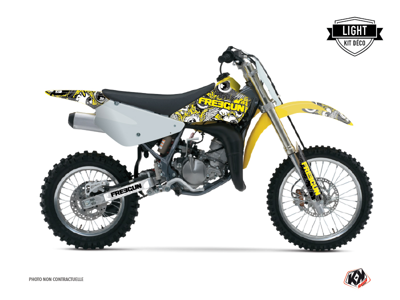Suzuki 85 RM Dirt Bike Freegun Eyed Graphic Kit Yellow LIGHT