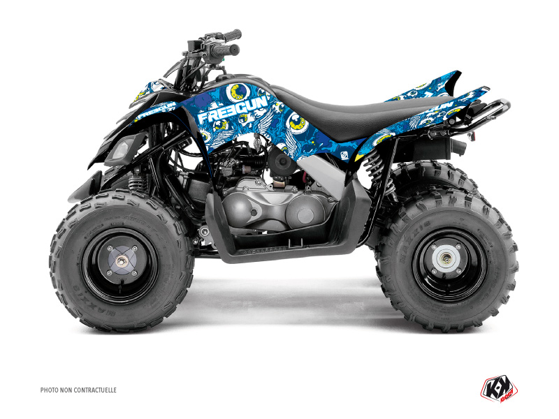 Kit Déco Quad Freegun Eyed Yamaha 90 Raptor Bleu