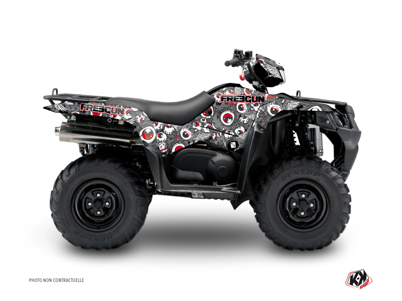 Suzuki King Quad 400 ATV Freegun Eyed Graphic Kit Grey Red