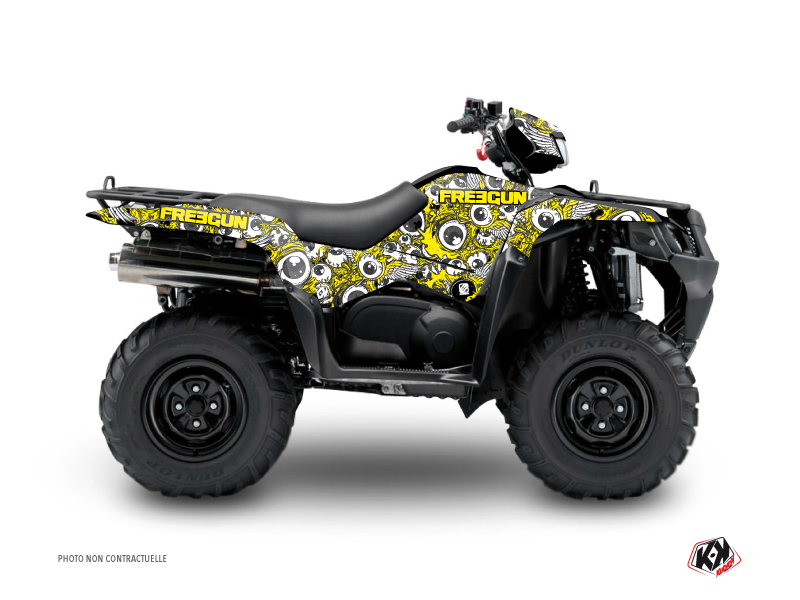 Suzuki King Quad 500 ATV Freegun Eyed Graphic Kit Yellow
