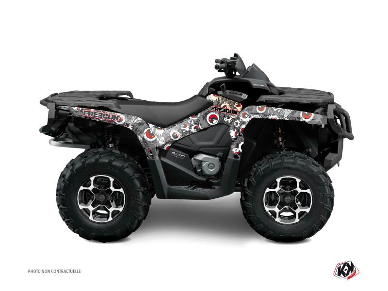 Can Am Outlander 1000 ATV Freegun Eyed Graphic Kit Grey Red