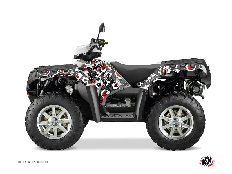 Polaris 500-800 Sportsman Forest ATV Freegun Eyed Graphic Kit Grey Red