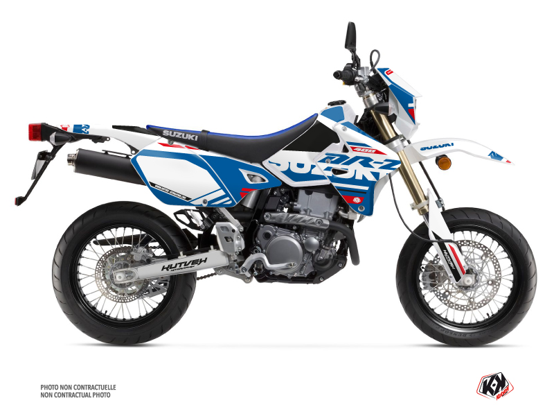 Suzuki DRZ 400 SM Dirt Bike Grade Graphic Kit White Kutvek Kit Graphik