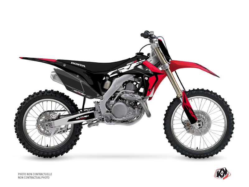 Honda 250 CRF Dirt Bike Halftone Graphic Kit Black Red