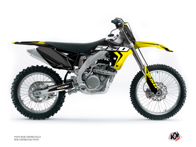 Suzuki 250 RMZ Dirt Bike Halftone Graphic Kit Black Yellow