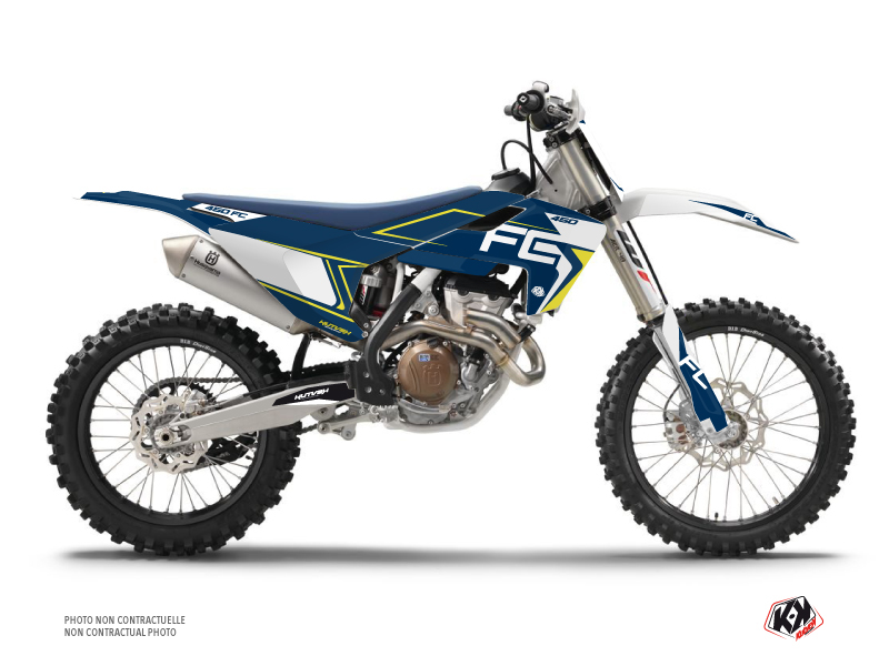 Kit Déco Moto Cross Halftone Husqvarna FC 450 Blanc Bleu