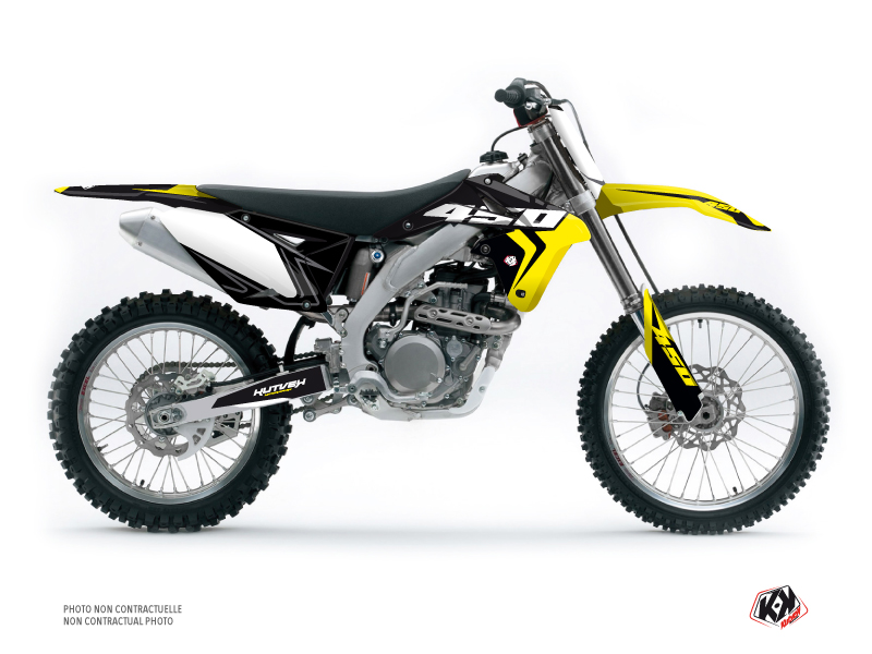 Suzuki 450 RMZ Dirt Bike Halftone Graphic Kit Black Yellow