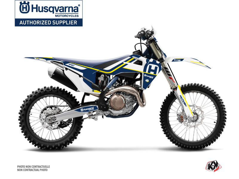 Kit Déco Moto Cross Heritage Husqvarna 450 FE Bleu Blanc