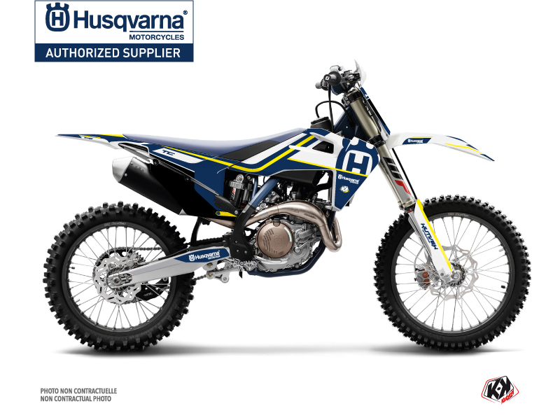 Kit Déco Moto Cross Heritage Husqvarna TC 125 Bleu Blanc