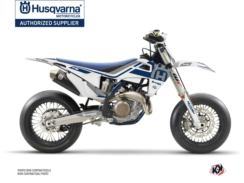 Kit Déco Moto Cross Heritage Husqvarna 450 FS Blanc Gris