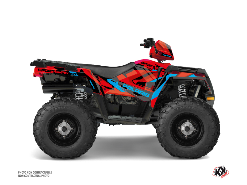Polaris 570 Sportsman Forest ATV Hidden Graphic Kit Red Blue