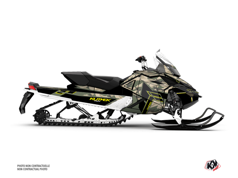 Skidoo REV XP Snowmobile Kamo Graphic Kit Green Yellow