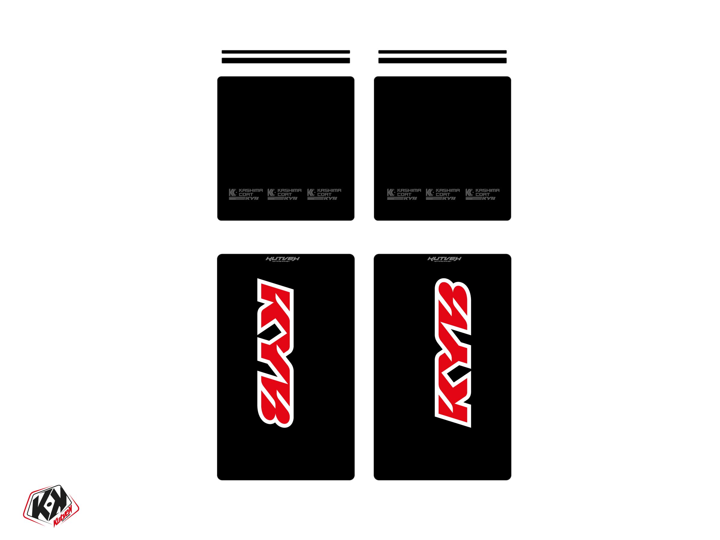 Dirt Bike full fork stickers KYB V1 - 305x185mm + 185x195mm (Adaptable)