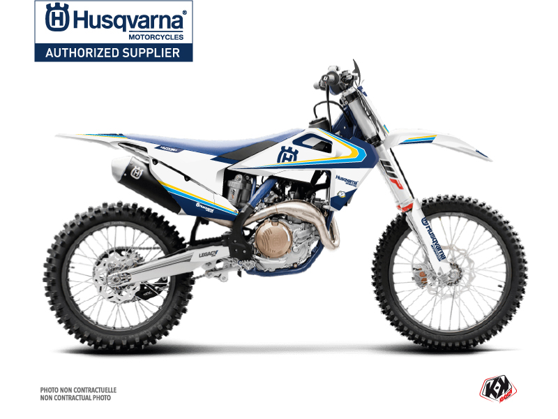 Husqvarna 450 FE Dirt Bike Legacy Graphic Kit Blue Yellow