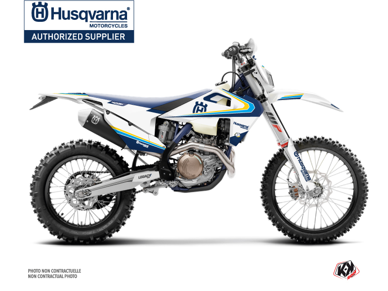 Husqvarna 250 TE Dirt Bike Legacy Graphic Kit Blue Yellow 