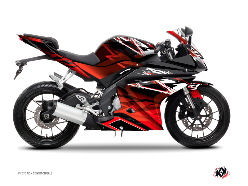 Yamaha R125 Street Bike Mission Graphic Kit Black Red - Kutvek Kit Graphik