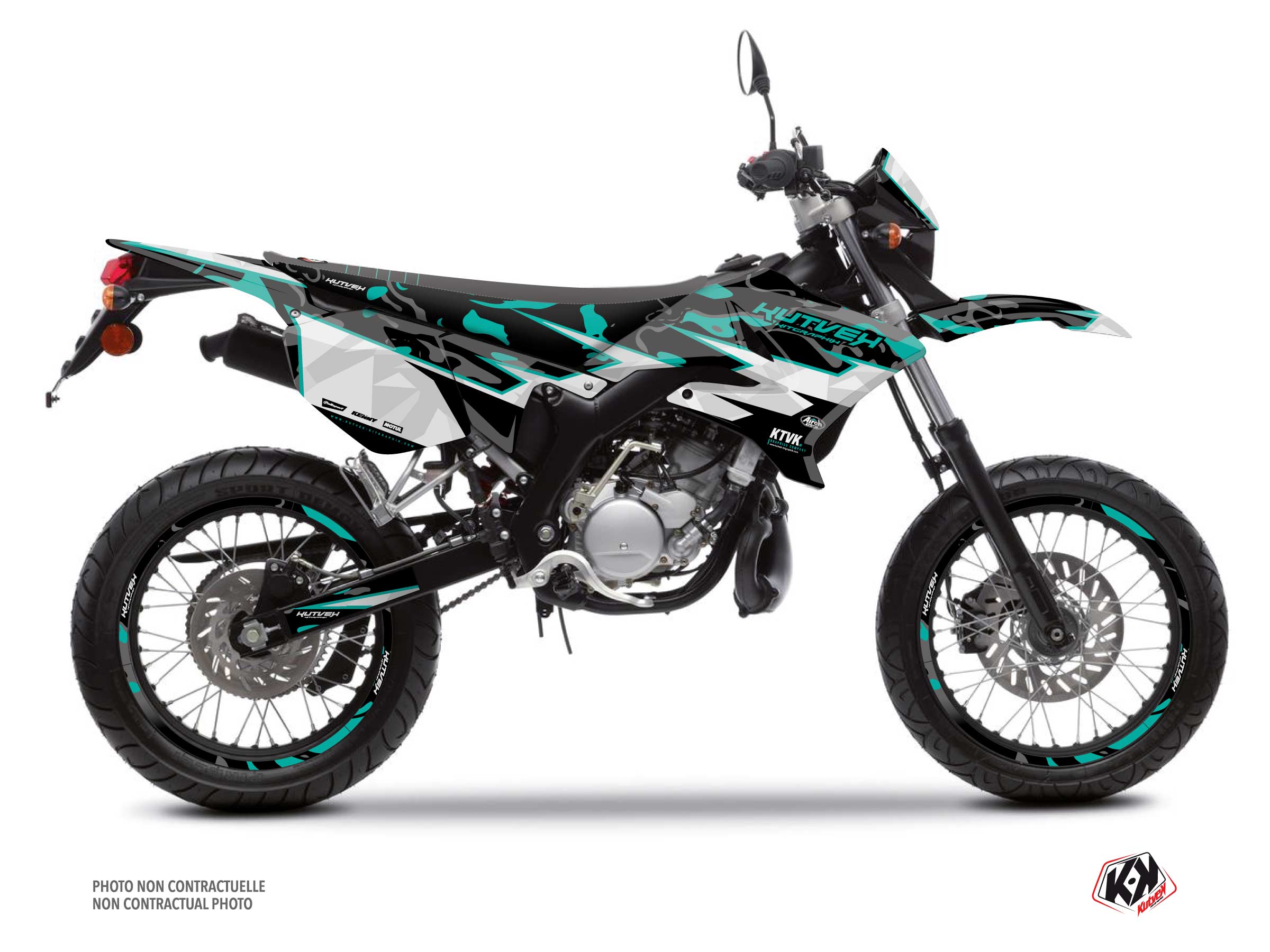 PACK Kit Déco + Housse de Selle 50cc BARBARIAN Yamaha DT 50 Turquoise