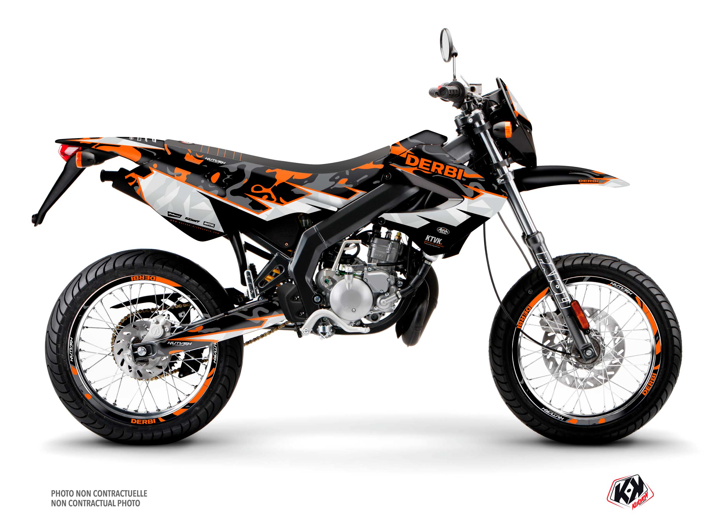 PACK BARBARIAN Graphic Kit + Seat Cover Derbi Xrace 50 Orange