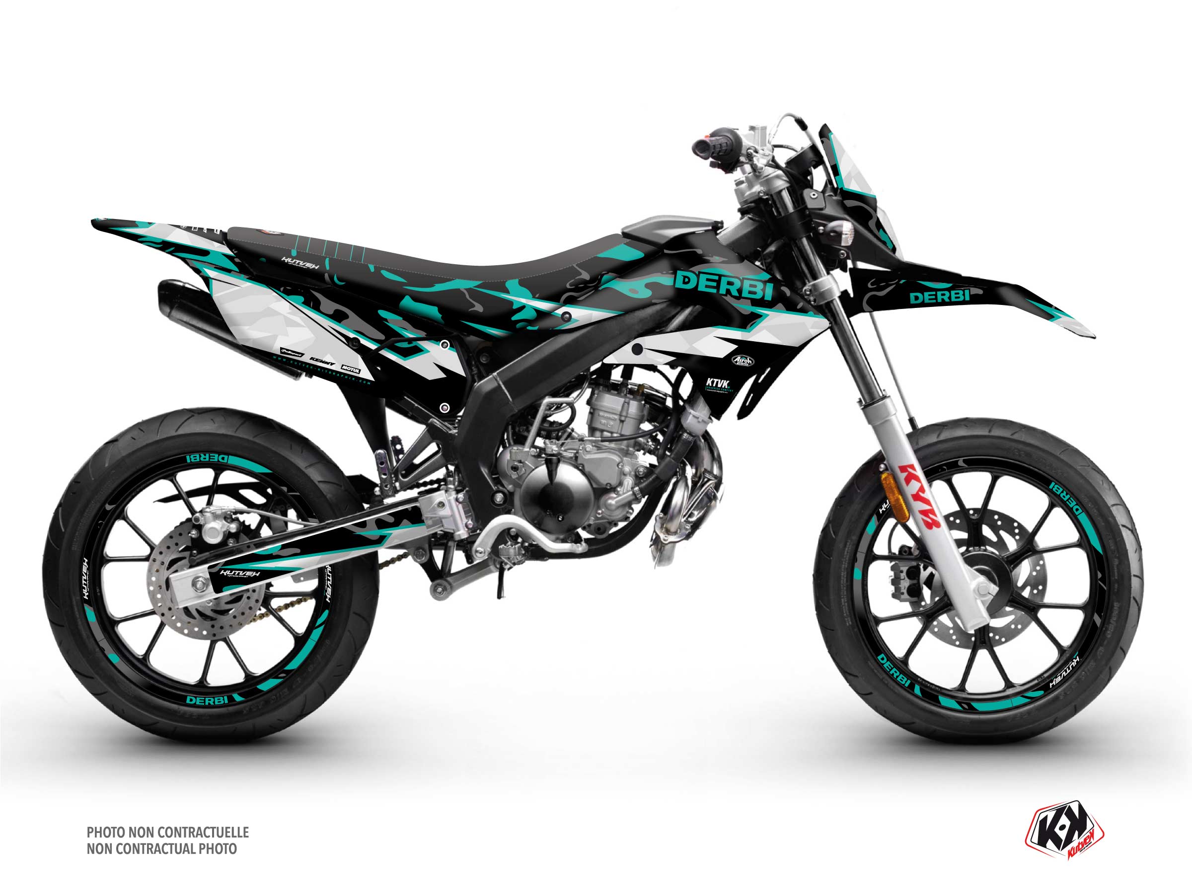 PACK Kit Déco + Housse de Selle 50cc BARBARIAN Derbi Xtreme 50 Turquoise