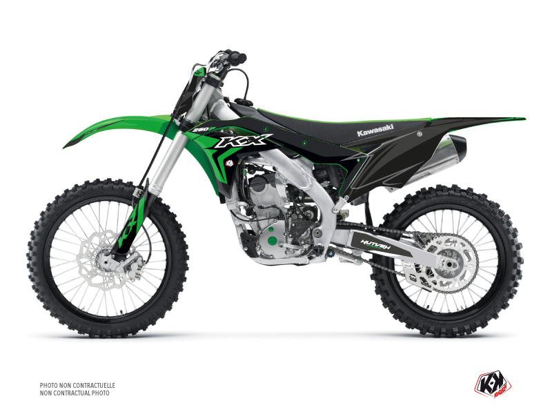 PACK Kawasaki 250 KXF Dirt Bike Halftone Graphic Kit Black Green + Plastics Kit 250 KXF Black from 2017