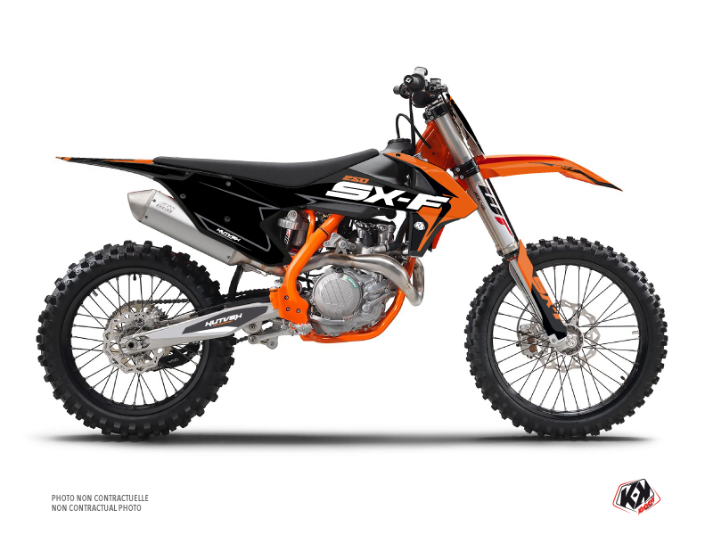 PACK Kit Déco Moto Cross Halftone KTM 250 SXF Noir Orange + Kit Plastiques 250 SXF Noir à partir de 2016