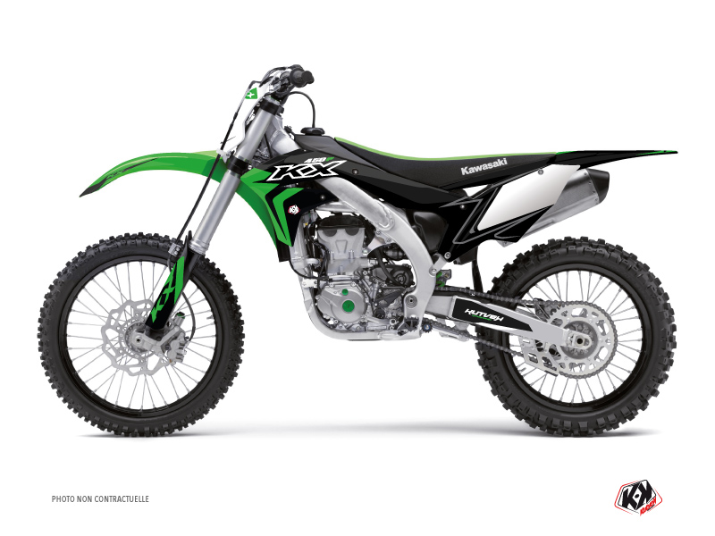 PACK Kit Déco Moto Cross Halftone Kawasaki 450 KXF Noir Vert + Kit Plastiques 450 KXF Noir à partir de 2016