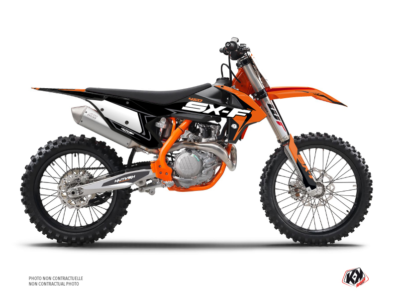 PACK KTM 450 SXF Dirt Bike Halftone Graphic Kit Black Orange + Plastics Kit 450 SXF Black from 2016