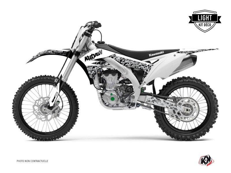 Kit Déco Moto Cross Predator Kawasaki 450 KXF Blanc LIGHT