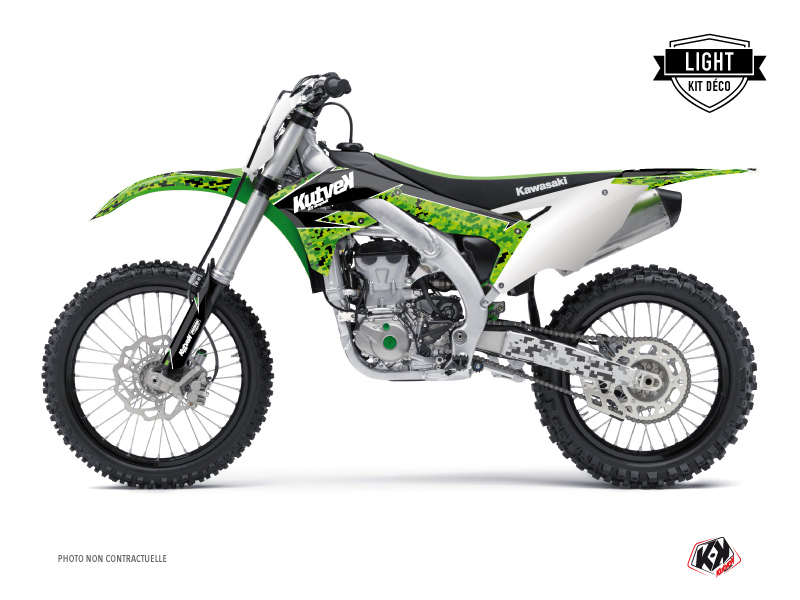 Kit Déco Moto Cross Predator Kawasaki 450 KXF Noir Vert LIGHT