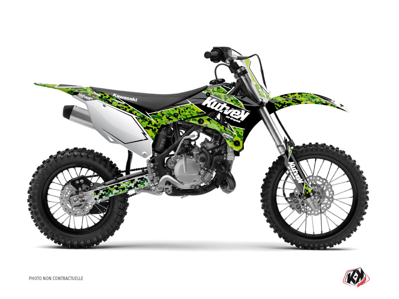 Kawasaki 85 KX Dirt Bike Predator Graphic Kit Black Green