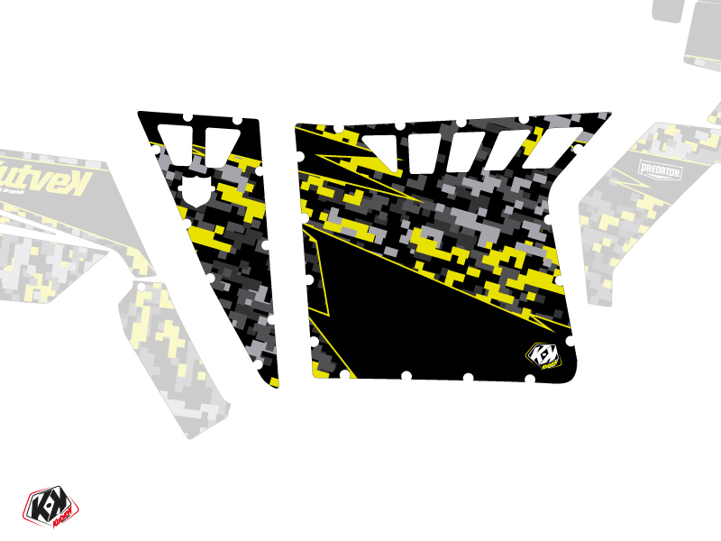 Graphic Kit Doors Suicide Pro Armor Predator UTV Polaris RZR 570/800/900 2008-2014 Black Grey Yellow