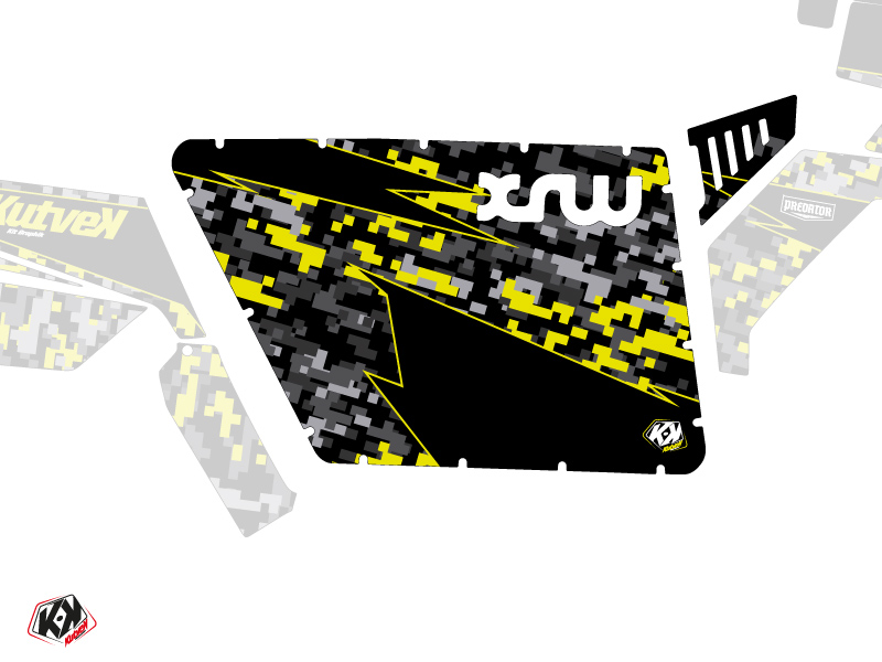 Graphic Kit Doors Standard XRW Predator UTV Polaris RZR 570/800/900 2008-2014 Black Grey Yellow