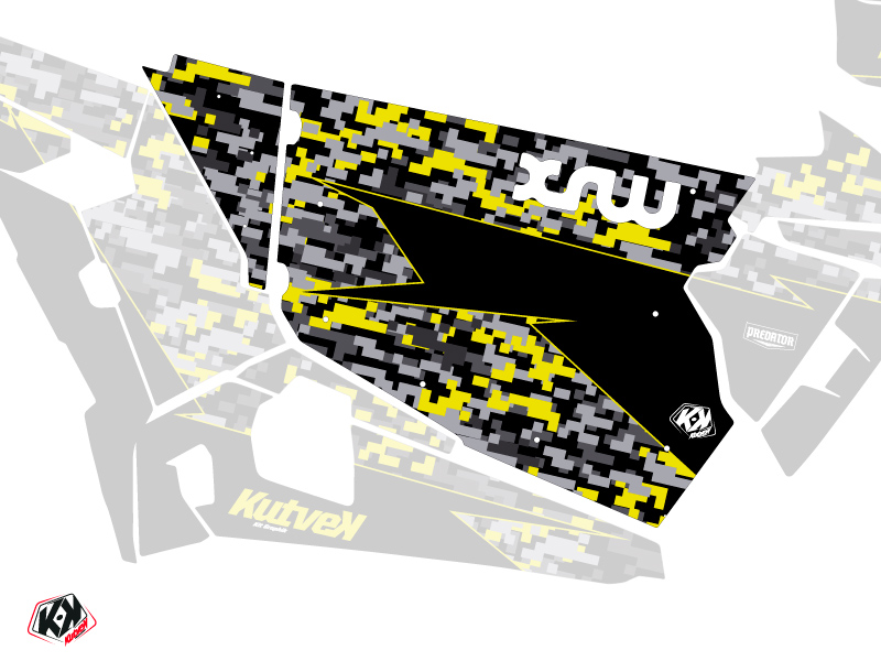 Graphic Kit Doors Standard XRW Predator UTV Polaris RZR 900S/1000/Turbo 2015-2017 Black Grey Yellow