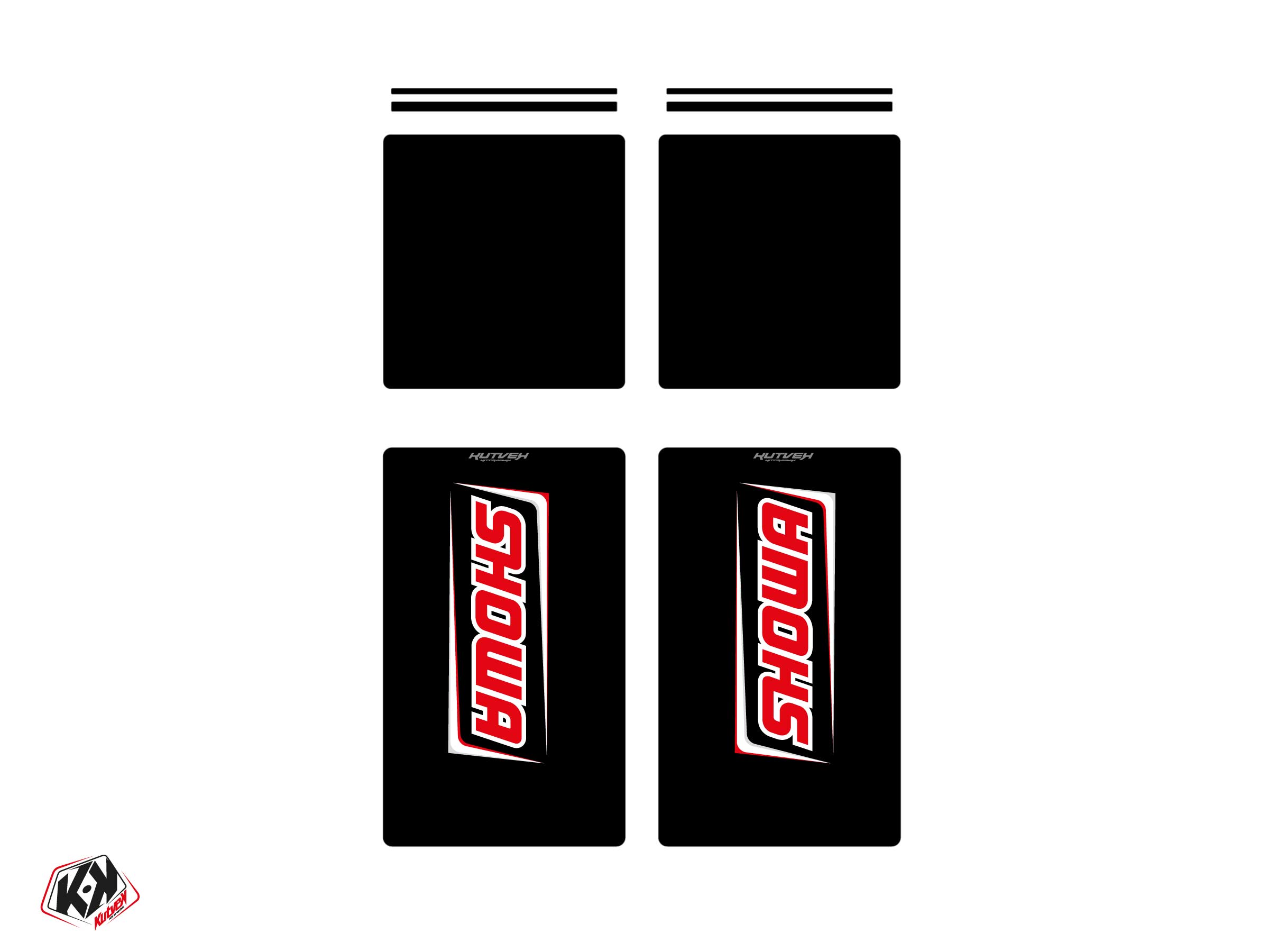 Dirt Bike full fork stickers SHOWA V1 - 305x185mm + 185x195mm (Adaptable)