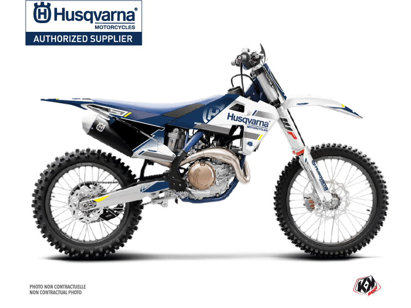 Kit Déco Moto Cross Split Husqvarna FC 250 Blanc Bleu