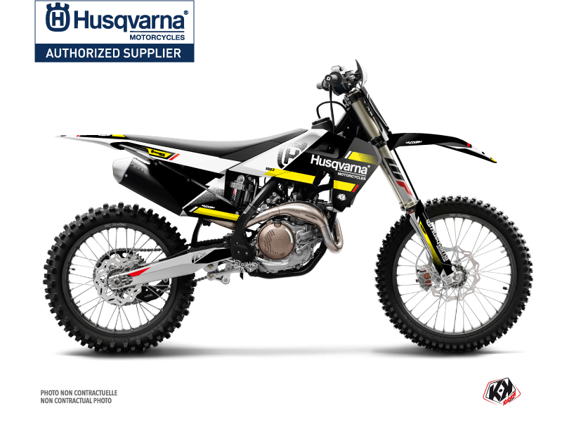 Kit Déco Moto Cross Split Husqvarna TC 125 Noir Jaune