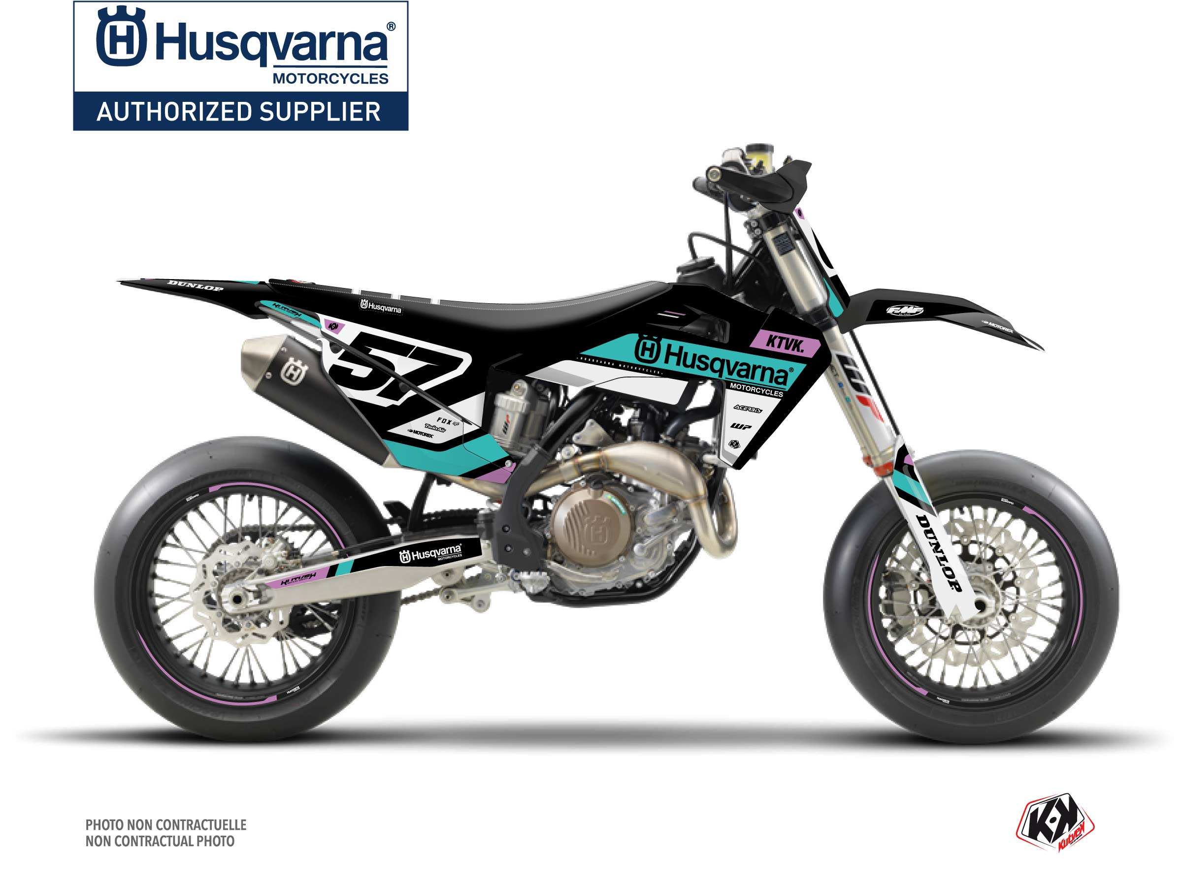 Kit Déco Moto Cross START Husqvarna 450 FS Turquoise