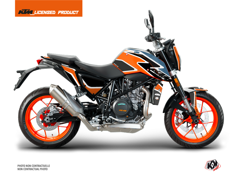 KTM Duke 690 Street Bike Storm Graphic Kit Orange Blue Kutvek Kit Graphik